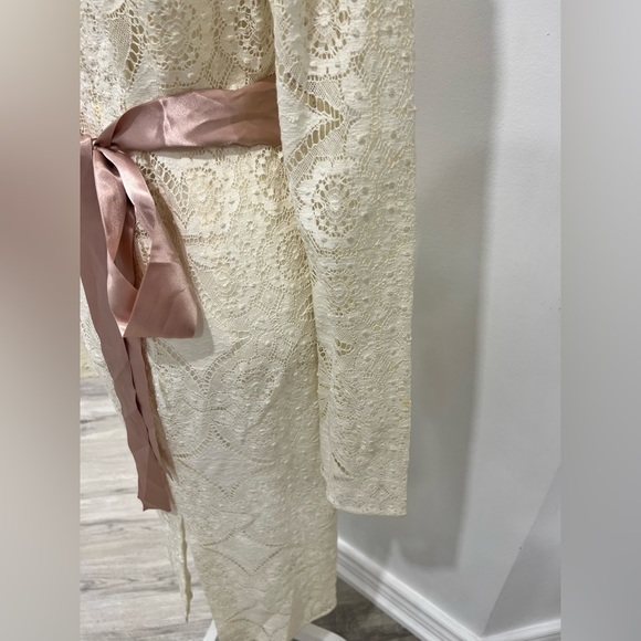 Vintage Dolce & Gabbana White Lace Dress with Pink Sash - Picture 7 of 16